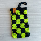 Lime Checkered Glasses Pouch