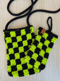 Lime Checkered Glasses Pouch