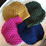 Solid Color Messy Bun Beanie