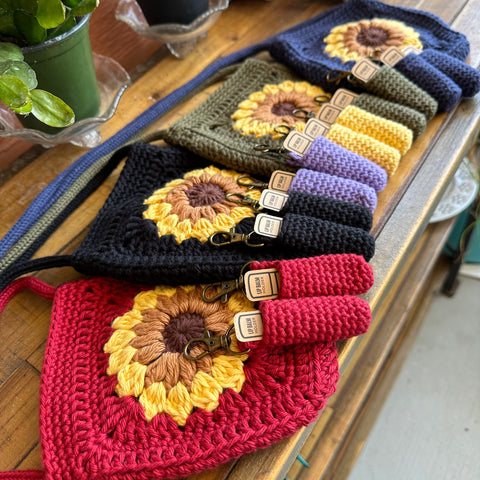 Sunflower Crossbody Bag & Lip Balm Keychain Set