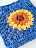 Navy Sunflower Bag - Lined w/ Magnetic Clasp