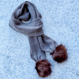 Taupe & Brown Pom Scarf